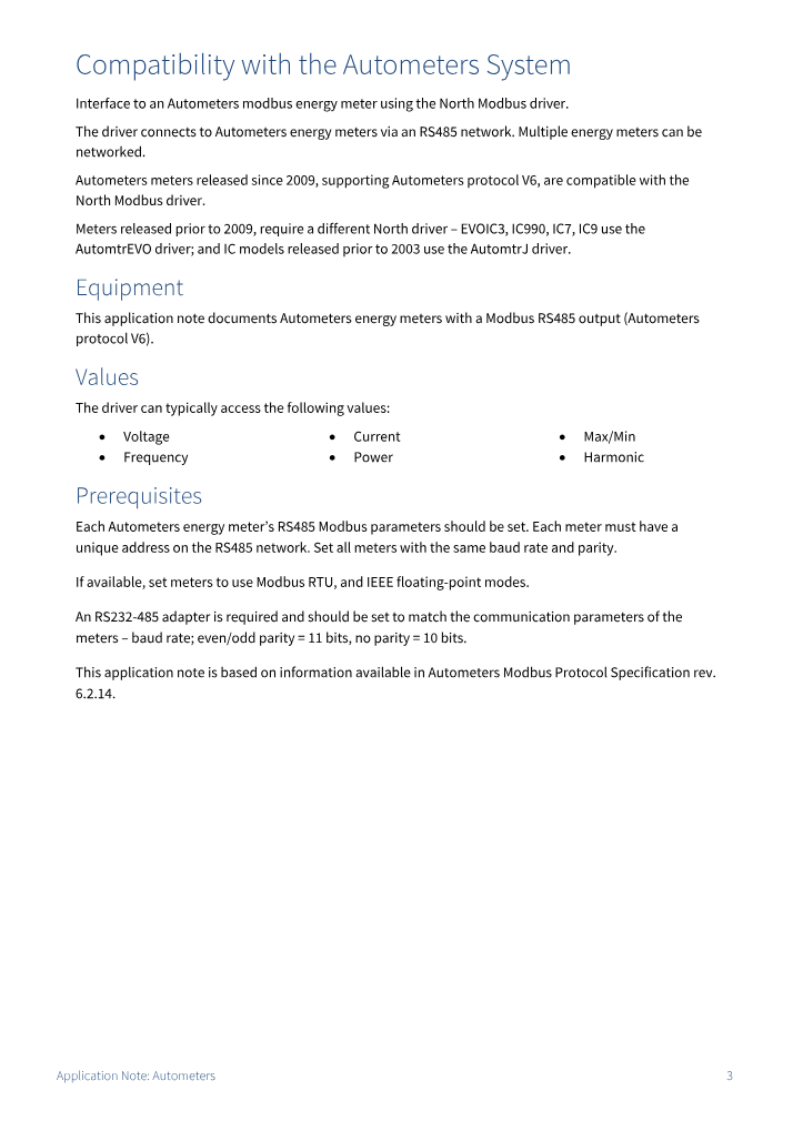 Preview thumbnail of page 3 of the Autometers Application Note PDF document.